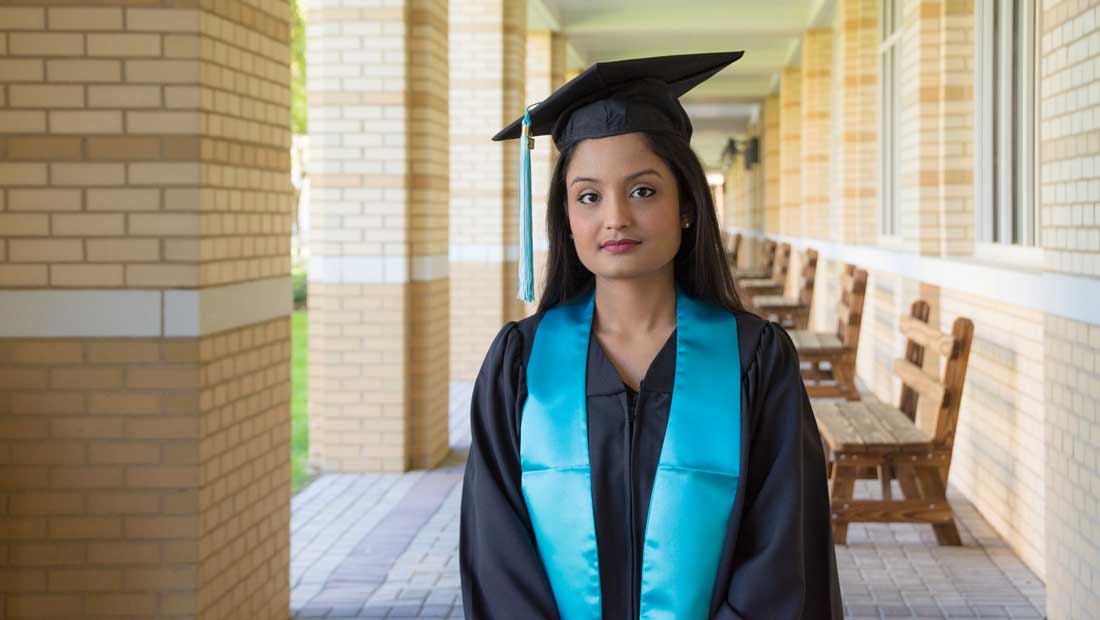 Girl in a cap and gown