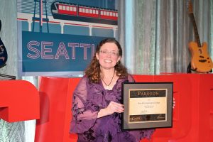 Garland receiving award
