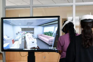 student using virtual reality