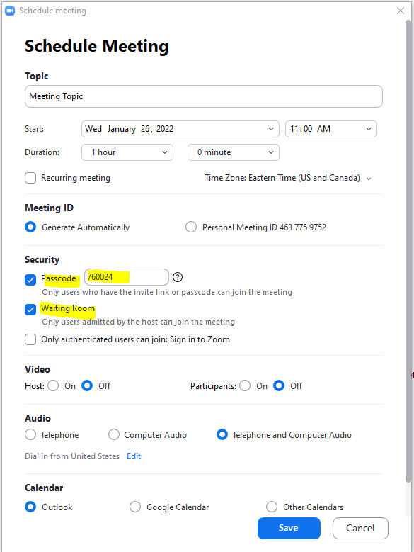 Zoom Schedule a Meeting